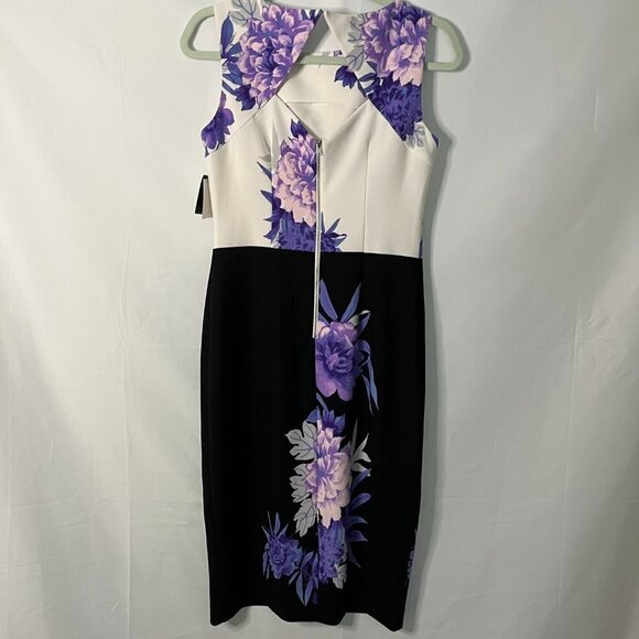 ⭐️ NWT- Purple Gabby Skye Floral Print Sleeveless Size 4 Dress - Picture 4 of 9